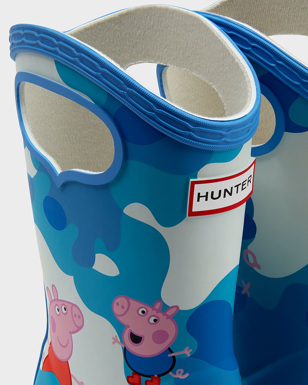 Kids Hunter Original First Peppa Pig Grab Handle - Rain Boots Blue - 5387-STZGV